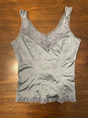 Ashley Taylor Gray Satin Lace-Trim Camisole